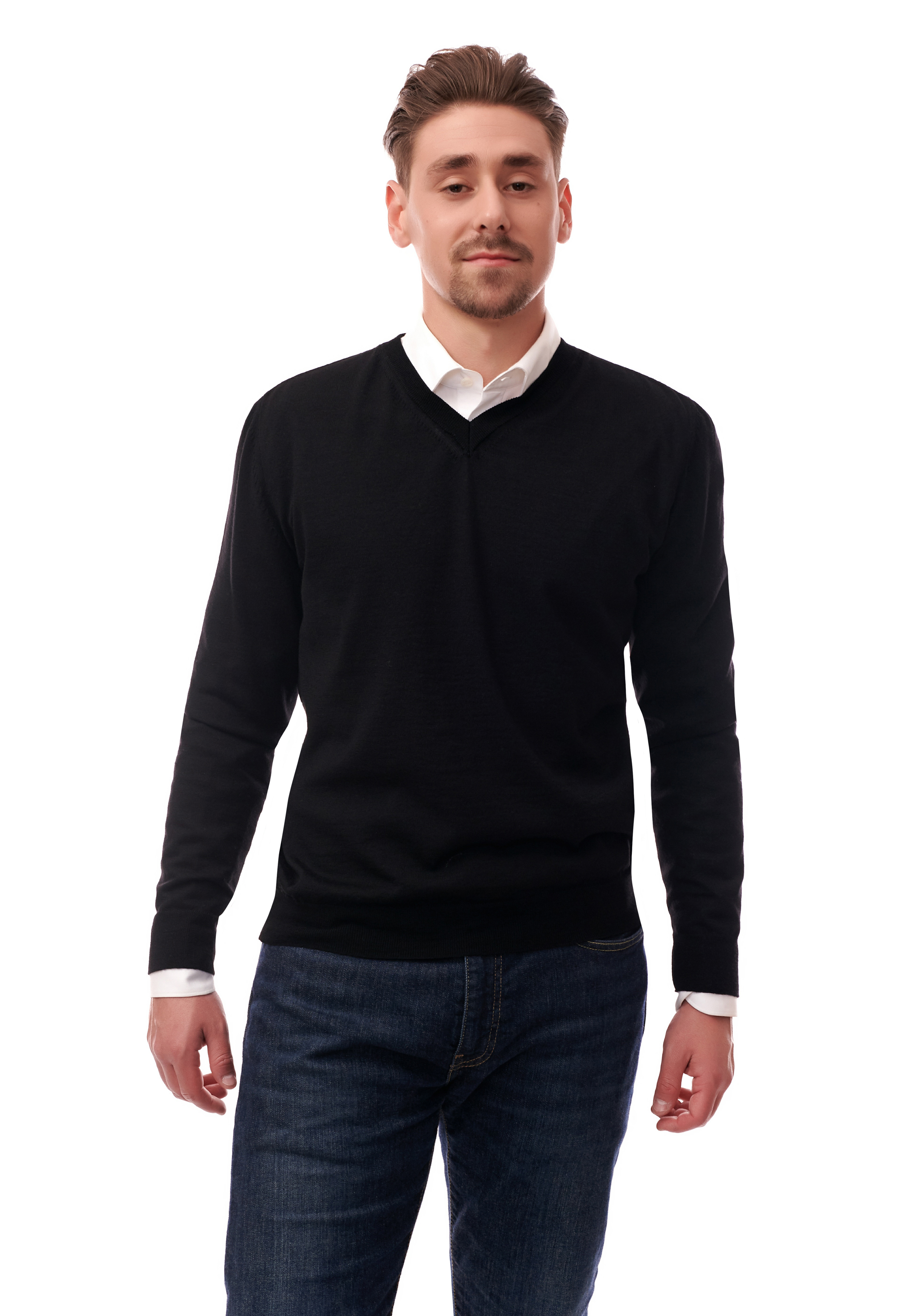 Pulover barbati Onyx Casual, Office Uni Negru Lana, Casmir, Matase